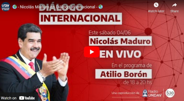 En entrevista al periodista Atilio Borón, Nicolás Maduro afirmó que Venezuela aplicó una economía de resistencia